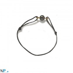 Braccialetto cordoncino di cuoio nero Perla nera di Tahiti 8-9 mm AAA Oro 18k