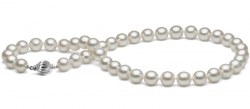 Collana di perle di coltura Akoya, 43 cm, 8-8,5 mm bianche qualità AAA con fermaglio Oro Bianco 14k