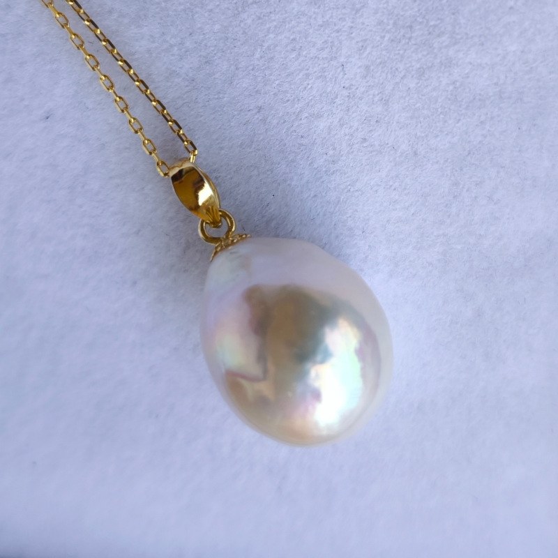 Pendente e catenina in placcato oro giallo con perla d'acqua dolce EDISON 13,5 mm bianca