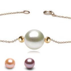 Braccialetto / collana con 2 perle in oro 18k e perla coltivata DOLCEHADAMA