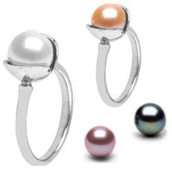 Anello Argento 925 con perla d'acqua dolce 8-9 mm AAA