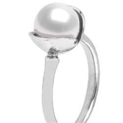 Anello Argento 925 con perla d'acqua dolce 10-11 mm bianca AAA T12