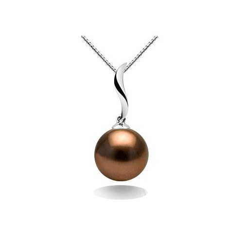 Pendente in argento 925 con perla di Tahiti Cioccolato 10-11 mm AAA