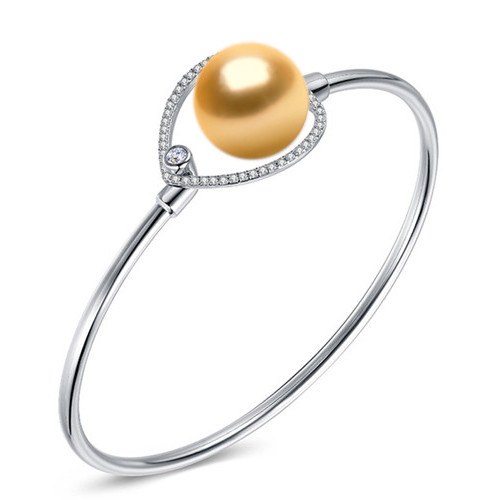  Bracciale in Argento 925 e perla australiana dorata di qualità AAA
