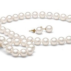 Parure 45/18 cm perle d'acqua dolce da 8-9 mm bianche DOLCEHADAMA