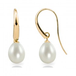 Paio Orecchini oro 18k perle d'acqua dolce a goccia AAA