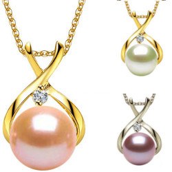 Pendente in oro 18k e diamante con perla coltivata 7-8 mm DOLCEHADAMA