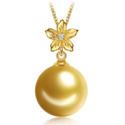 Pendente Oro 18 carati con Perla dorata delle Filippine AAA