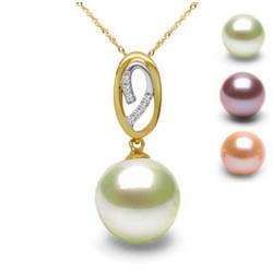 Pendente oro 18k con diamanti e Perla Acqua Dolce qualità DOLCEHADAMA