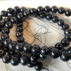 Filo 40 cm non montato di perle coltivate d'acqua dolce nere da 9,5-10,5 mm AA+