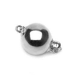 Fermaglio sferico 8 mm in oro bianco 18k liscio per filo di perle