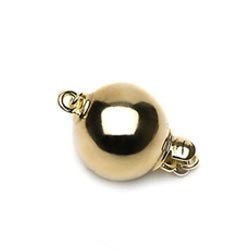 Fermaglio sferico 8 mm in oro giallo 18k liscio per filo di perle