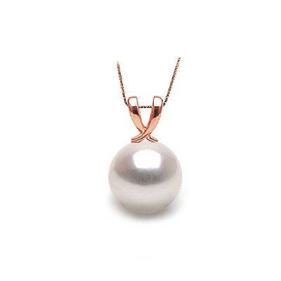 Pendente in oro rosa 18k con perla di coltura Akoya bianca AAA