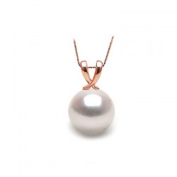 Pendente in oro rosa 18k con perla di coltura Akoya bianca AAA