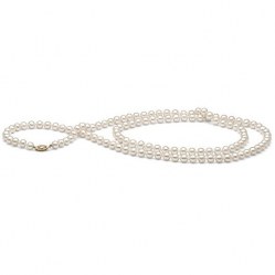 Collana lunga Sautoir 200 cm perle di coltura Akoya 7,5-8 mm bianche