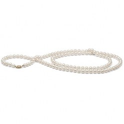 Collana lunga Sautoir 200 cm perle di coltura Akoya 7,5-8 mm bianche