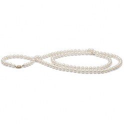 Collana lunga Sautoir 130 cm perle di coltura Akoya 6.5-7 mm bianche