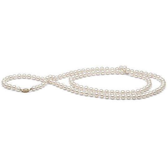 Collana lunga Sautoir 130 cm perle di coltura Akoya 6.5-7 mm bianche