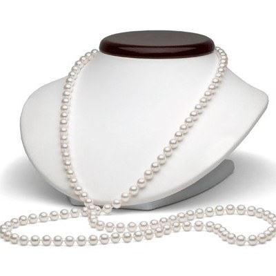 Collana lunga 90 cm di perle di coltura Akoya 6.5-7 mm, bianche