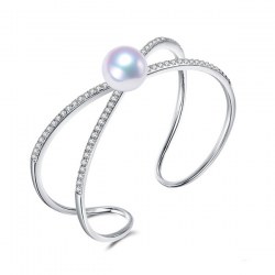 Bracciale in Argento 925 e perla Akoya 9-9,5 mm AAA