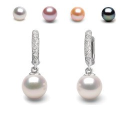 Orecchini in Argento 925 Diamanti e Perle d'acqua dolce AAA