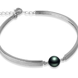 Bracciale in argento 925 con perla di coltura di Tahiti AAA