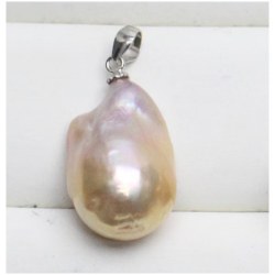 Pendente e catenina 45 cm Argento 925 Perla Soufflé Acqua Dolce 21,5x19,2 mm lavanda e pesca