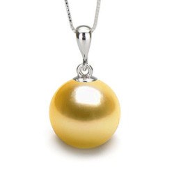  Pendente in Argento 925 perla coltivata delle Filippine dorata AAA