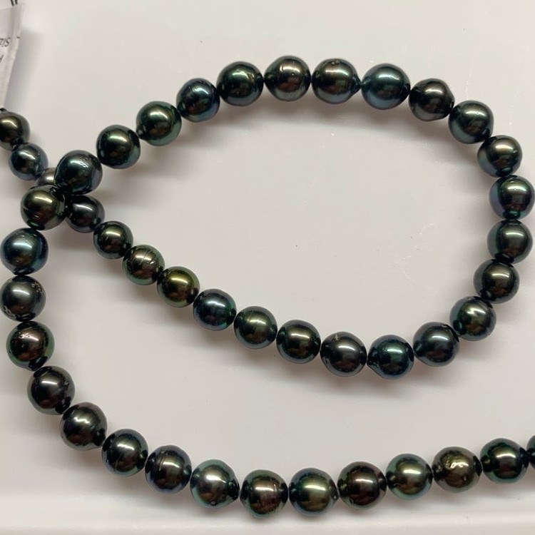 Collana 44 cm perle di Tahiti, da 8 a 9,9 mm da quasi rotonde a rotonde AA/AA+