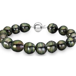 Braccialetto 18 cm perle barocche di Tahiti 8-9,5 mm Argento 925