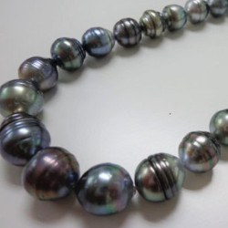 Collana 43 cm Perle di Tahiti barocche cerchiate 11-15 mm