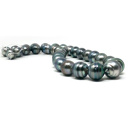 Collana 43/44 cm Perle barocche di Tahiti cerchiate grandi perle da 11 a 15 mm