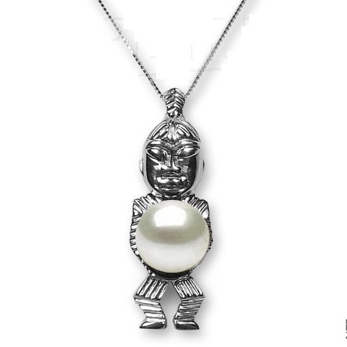 Ciondolo TIKI portafortuna Argento 925 Perla bianca d'Acqua Dolce DOLCEHADAMA