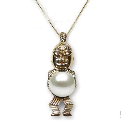 Ciondolo TIKI portafortuna oro 18k Perla bianca d'Acqua Dolce DOLCEHADAMA