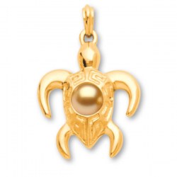 Pendente tartaruga Oro 18k 8,05 grammi perla dorata delle Filippine 9-10 mm AAA