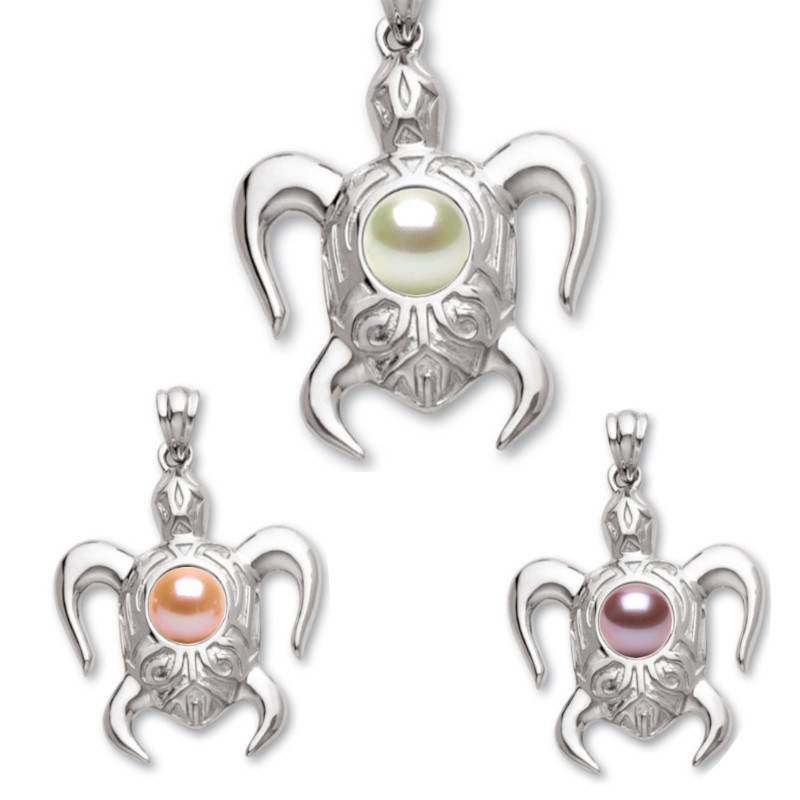 Pendente a forma di tartaruga in Argento 925 con perla d'acqua dolce DOLCEHADAMA