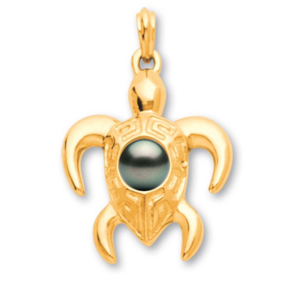 Pendente tartaruga oro 18k 8,05 grammi perla di Tahiti