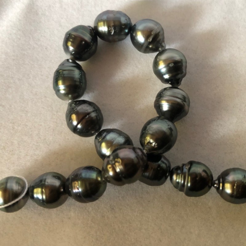 Braccialetto composto con perle di Tahiti nere da 9-10 mm Barocche