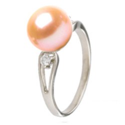 Anello Argento 925 diamanti perla d'acqua dolce Rosa Pesca DOLCEHADAMA