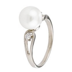 Anello Argento 925 e diamanti con perla d'acqua dolce Bianca DOLCEHADAMA