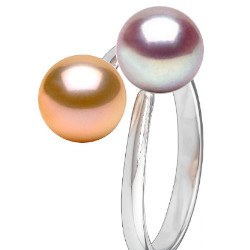 Anello You&Me, argento 925 perle d'acqua dolce lavanda e pesca