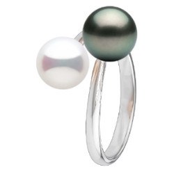 Anello You&Me, argento perla DOLCEHADAMA e Tahiti nera