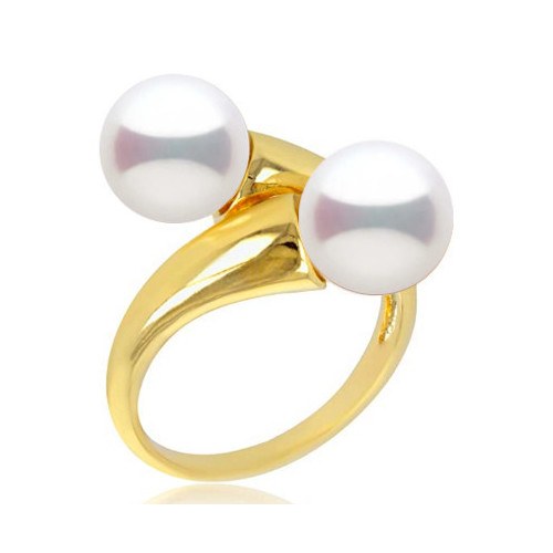 Anello You&Me, Oro 18k con 2 perle d'acqua dolce 8-9 mm DOLCEHADAMA